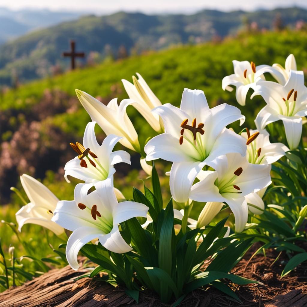 Easter Lilies and Cross in Fairycore Style