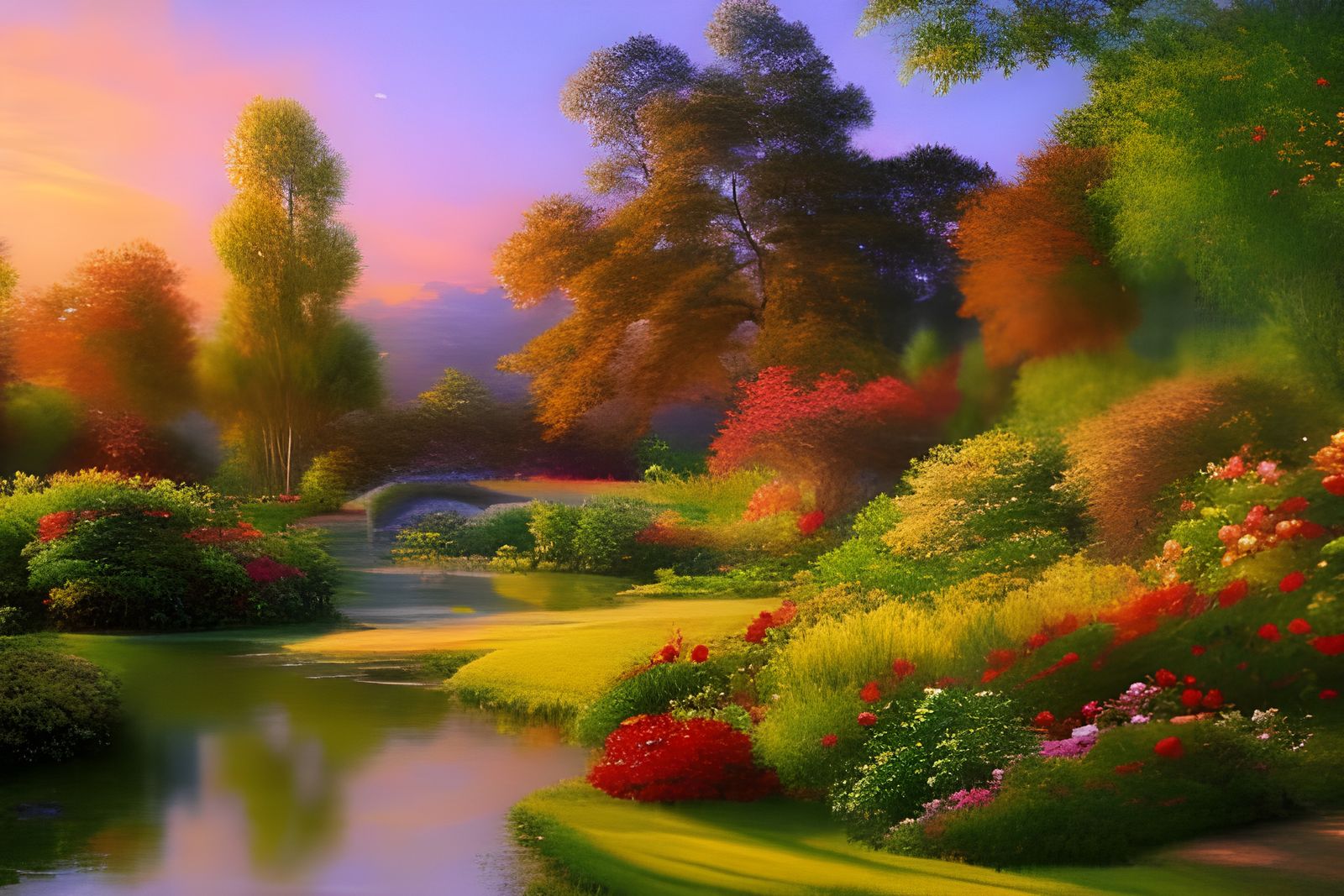 Sunrise On The King's Beautiful Flower Garden - 7886