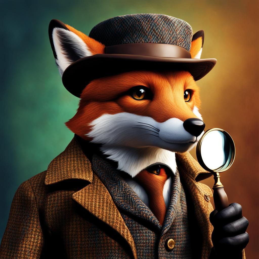 Sherlock Fox Examining a Clue
