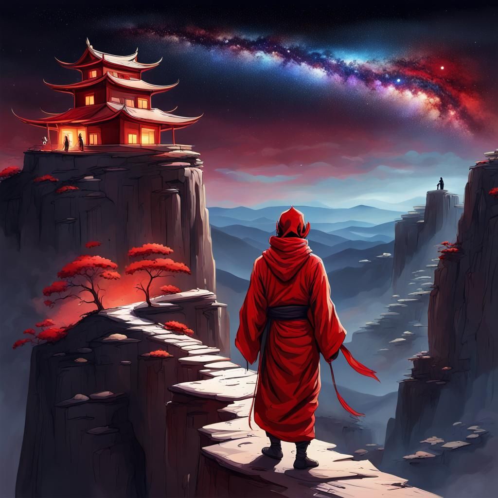 Abstract Ninja Under Milky Way, Pollock Style