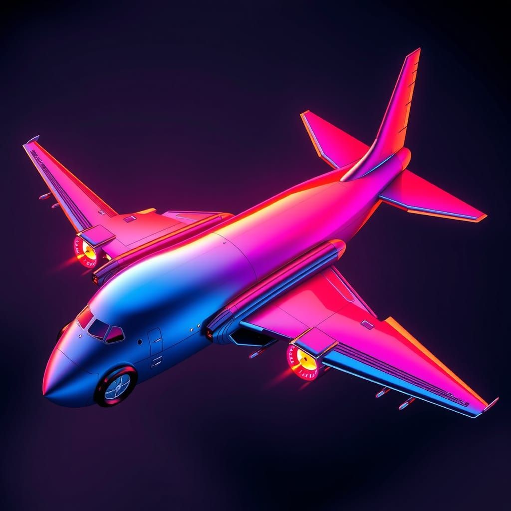 Surreal Biomechanical Airplane with Pulsing Engines