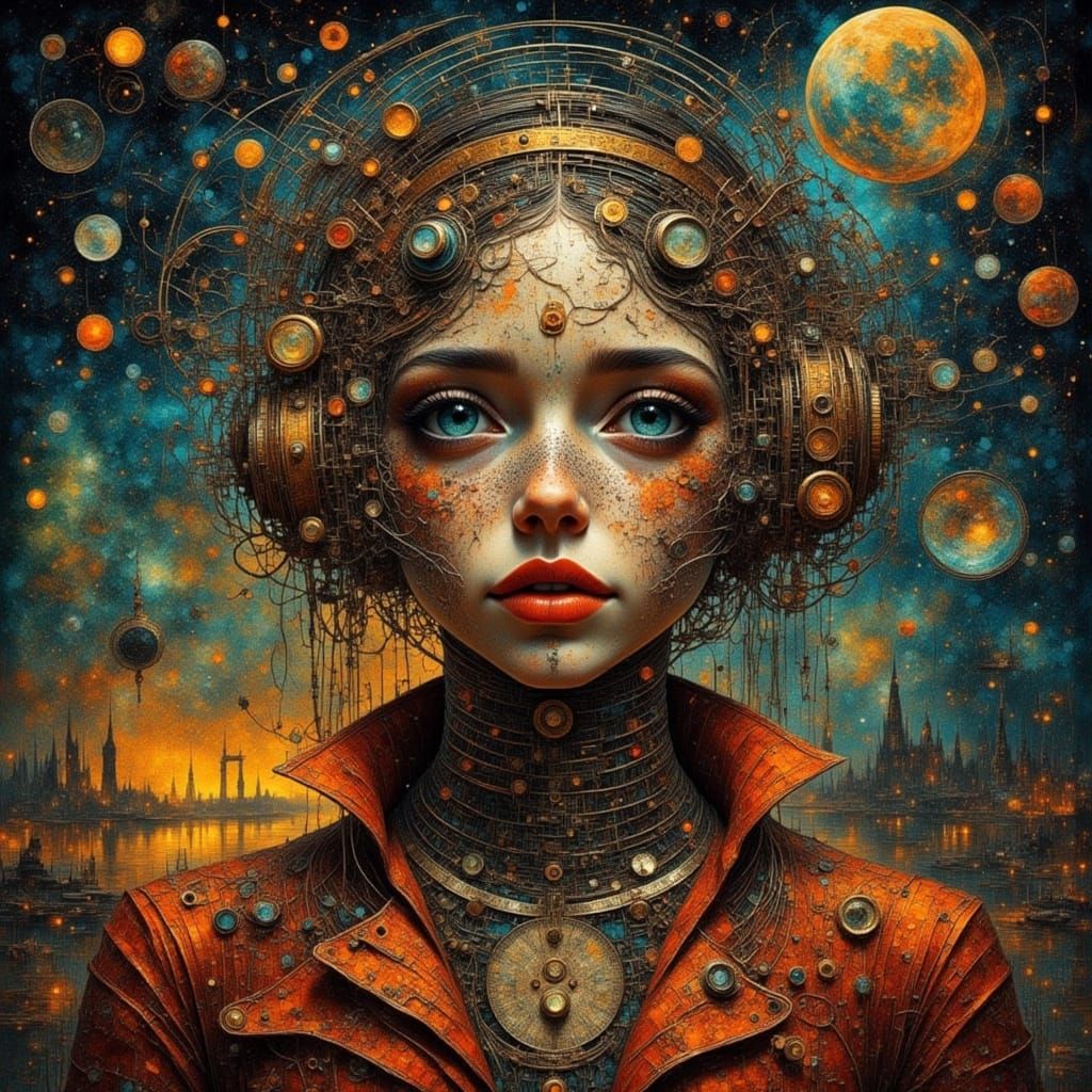 Surreal Machine Dreamscape in Painterly Style