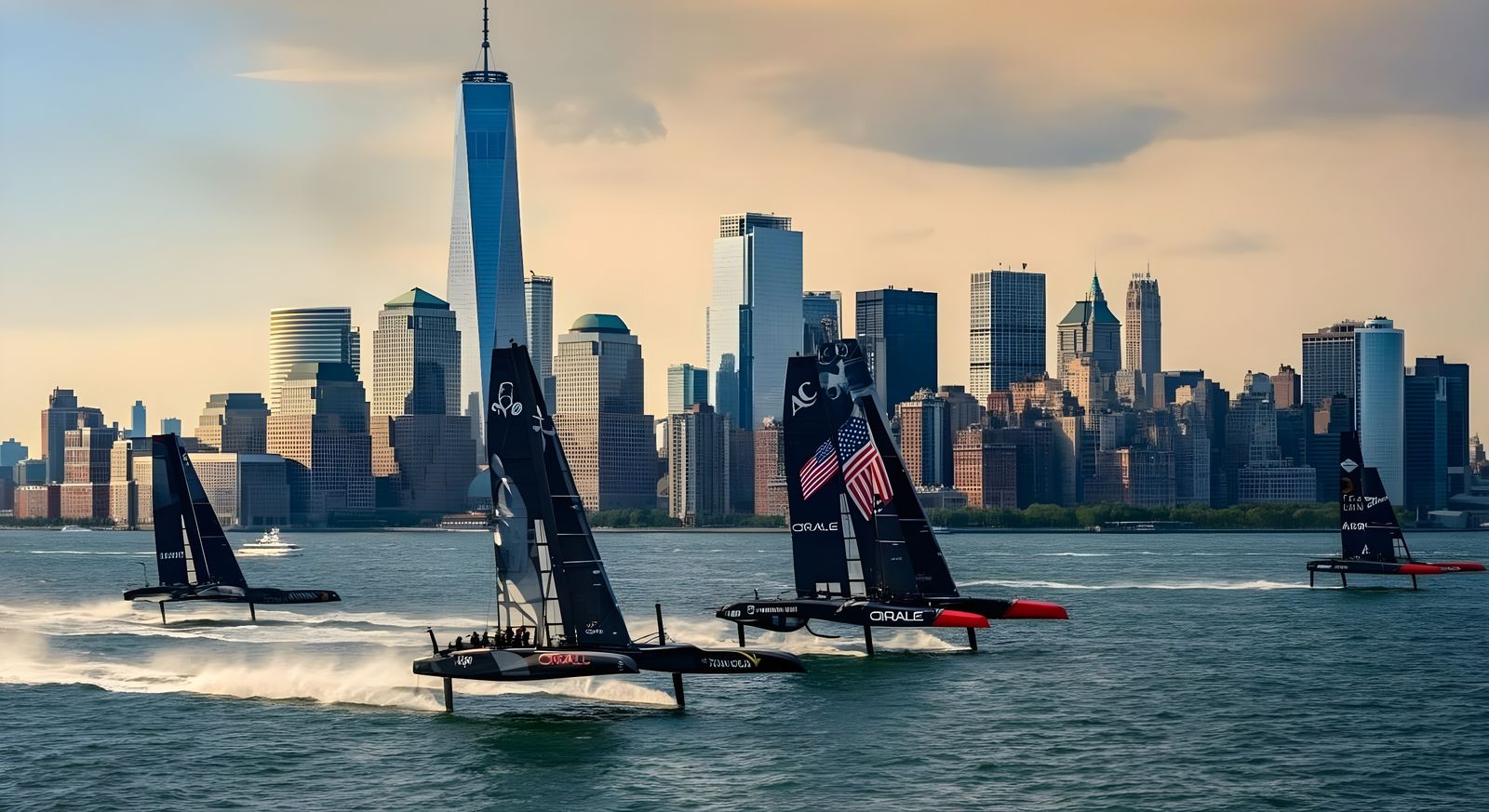 America's Cup Sailing Regatta on the Hudson River in New Yor...