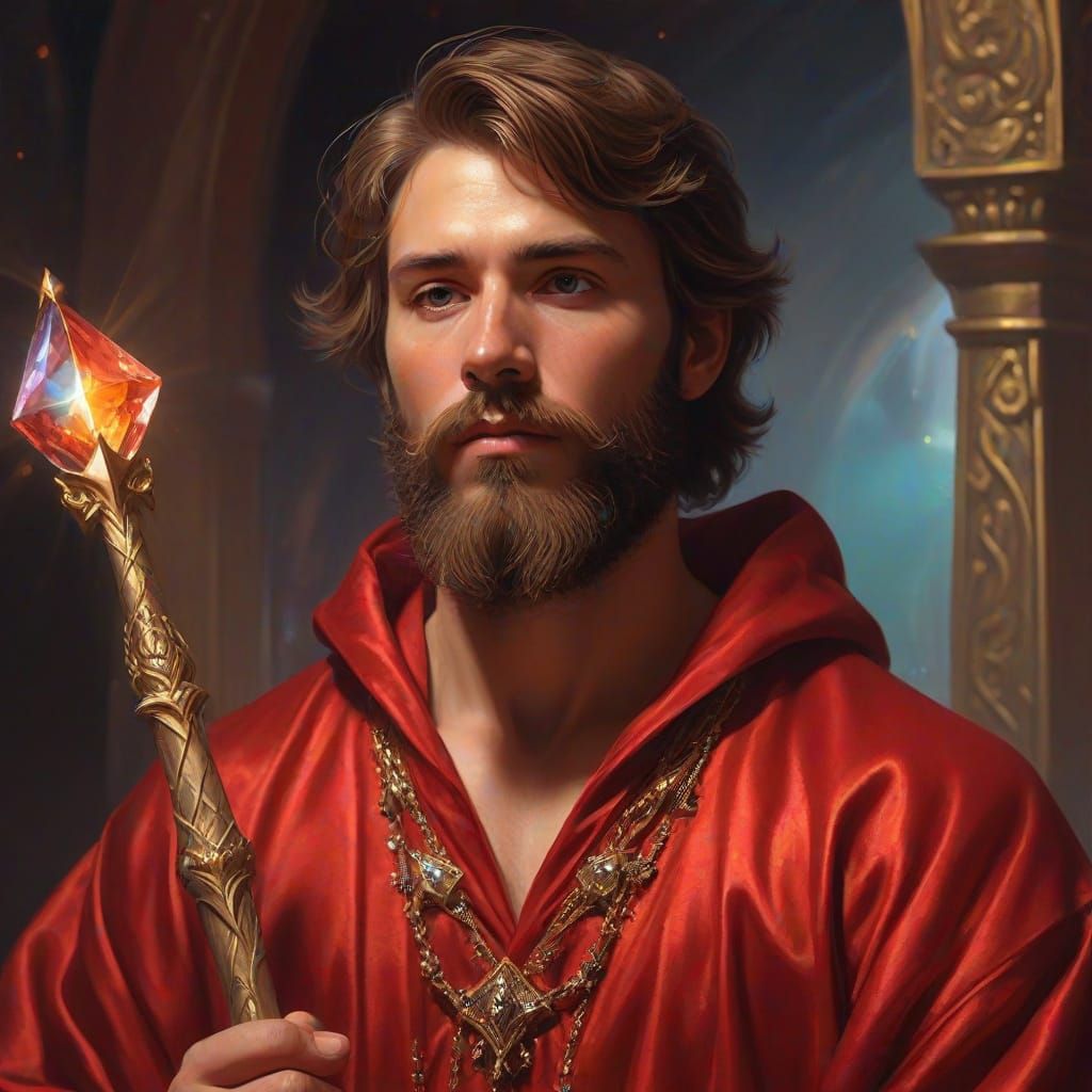 Majestic Man with Crook and Prism in Oil Painting