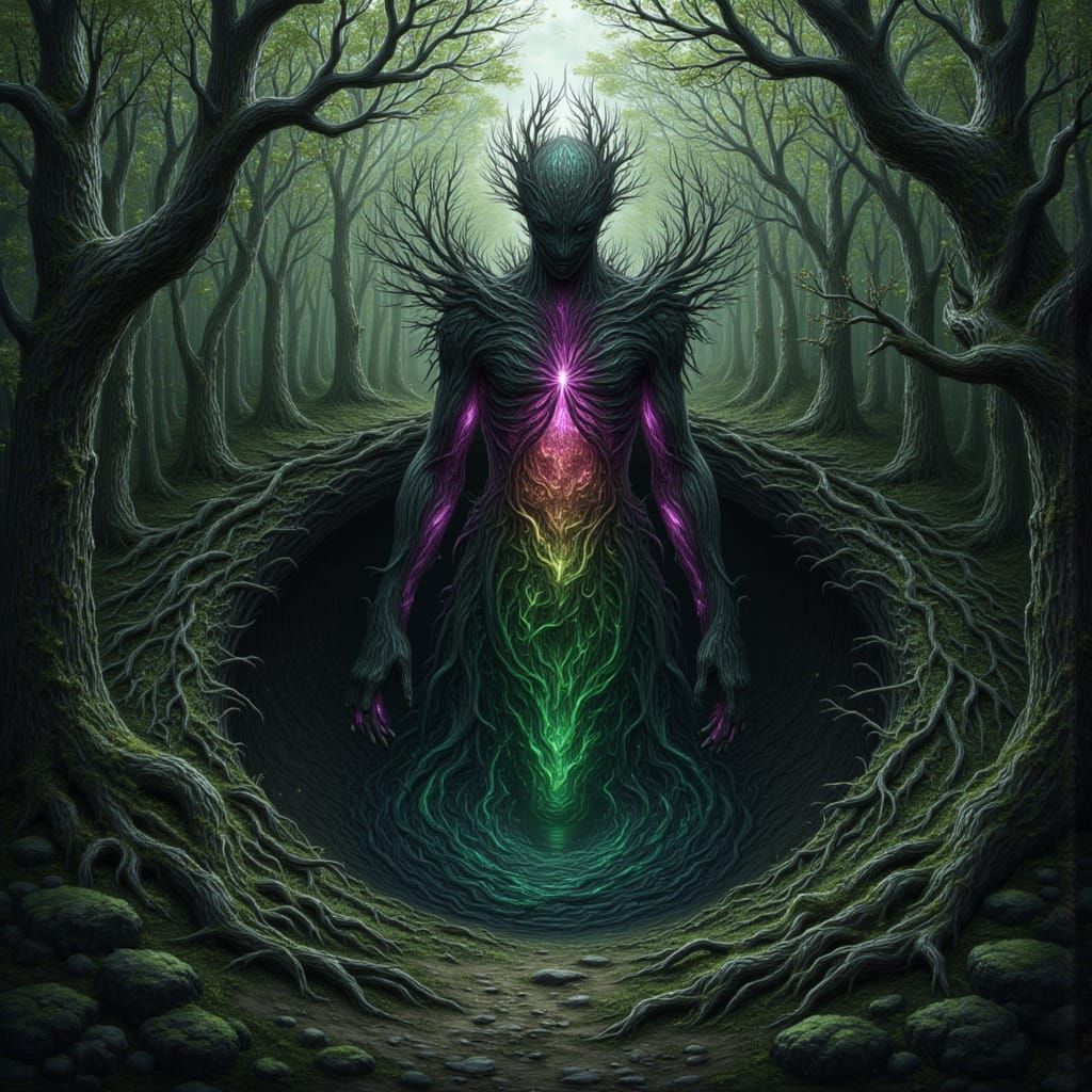 Grotesque Forest God Emerges From Root Pit