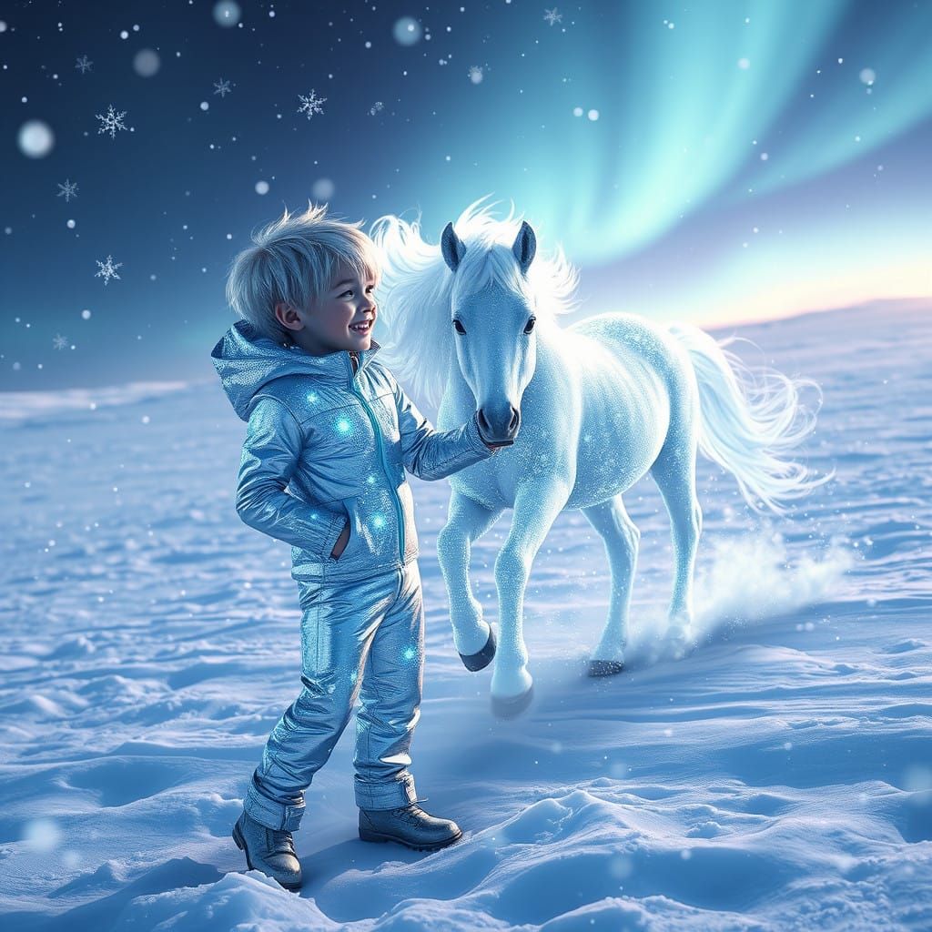 Futuristic Boy Meets Mythical Snow Pony in a Winter Wonderla...
