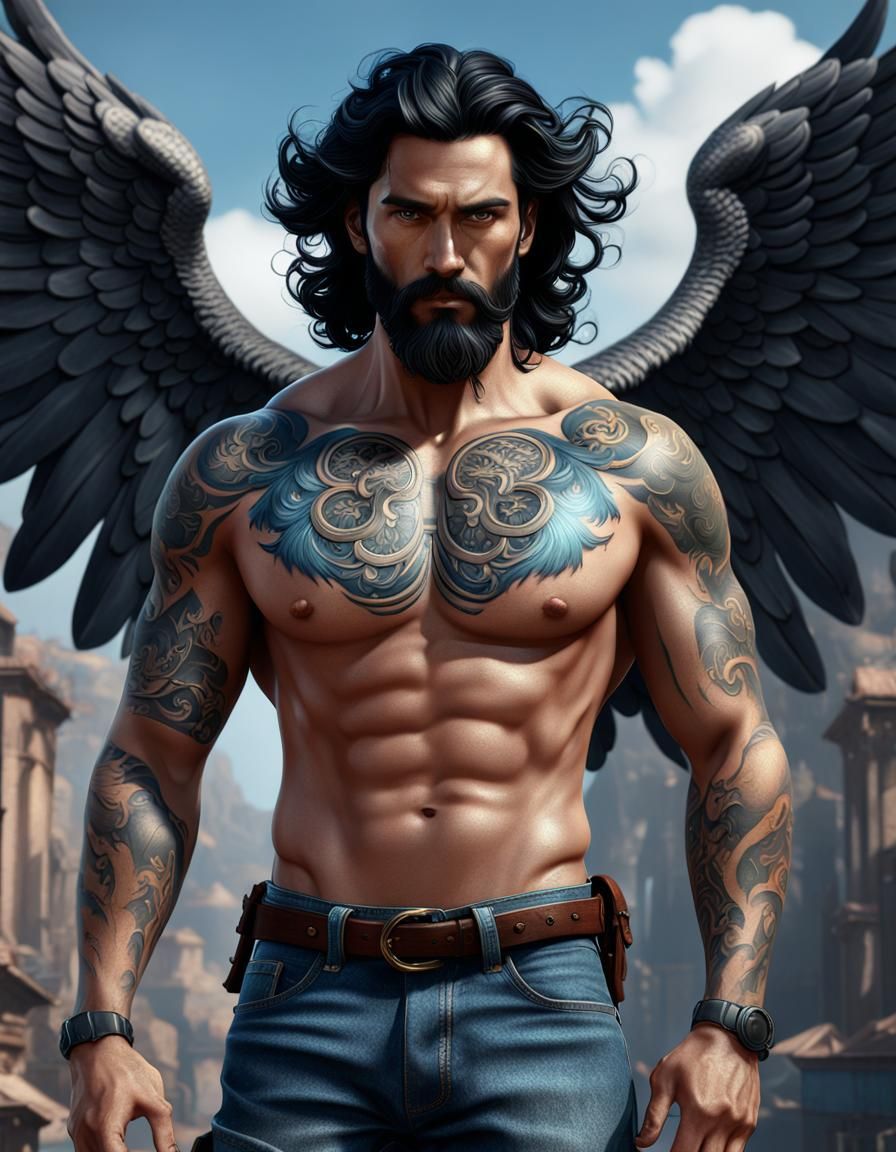 Saint Michael with Tattoo in Detailed Matte Painting