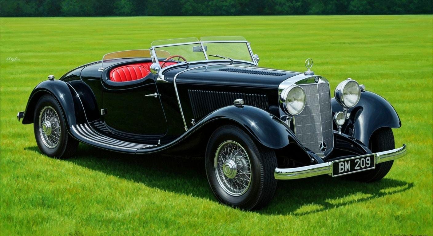 1930 Mercedes-Benz SSK Count Trossi Hyperrealistic Painting