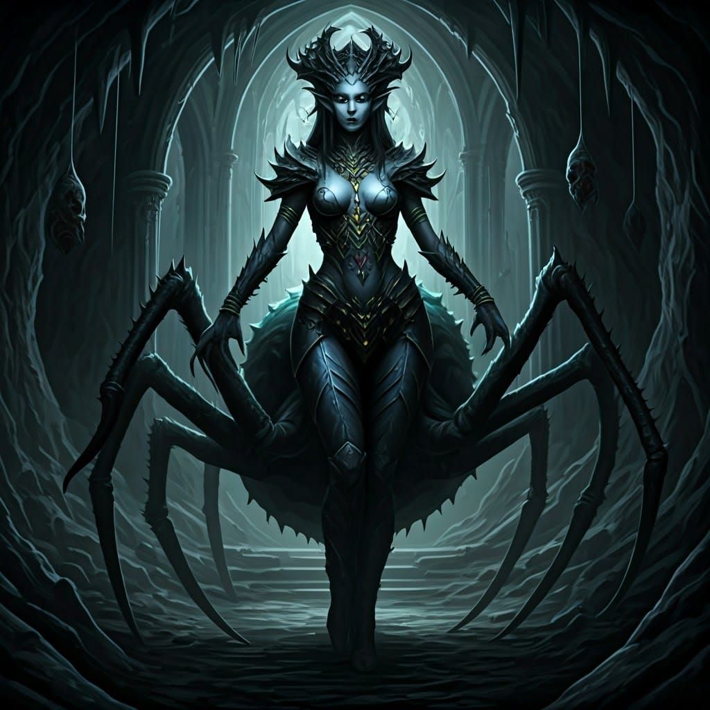 Female Drider in Obsidian and Emerald Lair