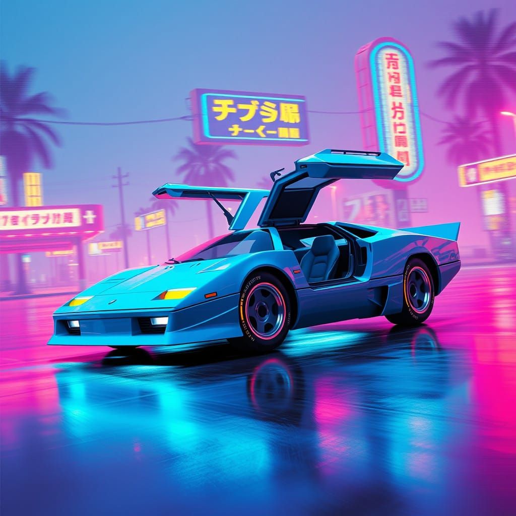 Neo-Retro Futuristic Sportscar Concept with Gull-wing Doors