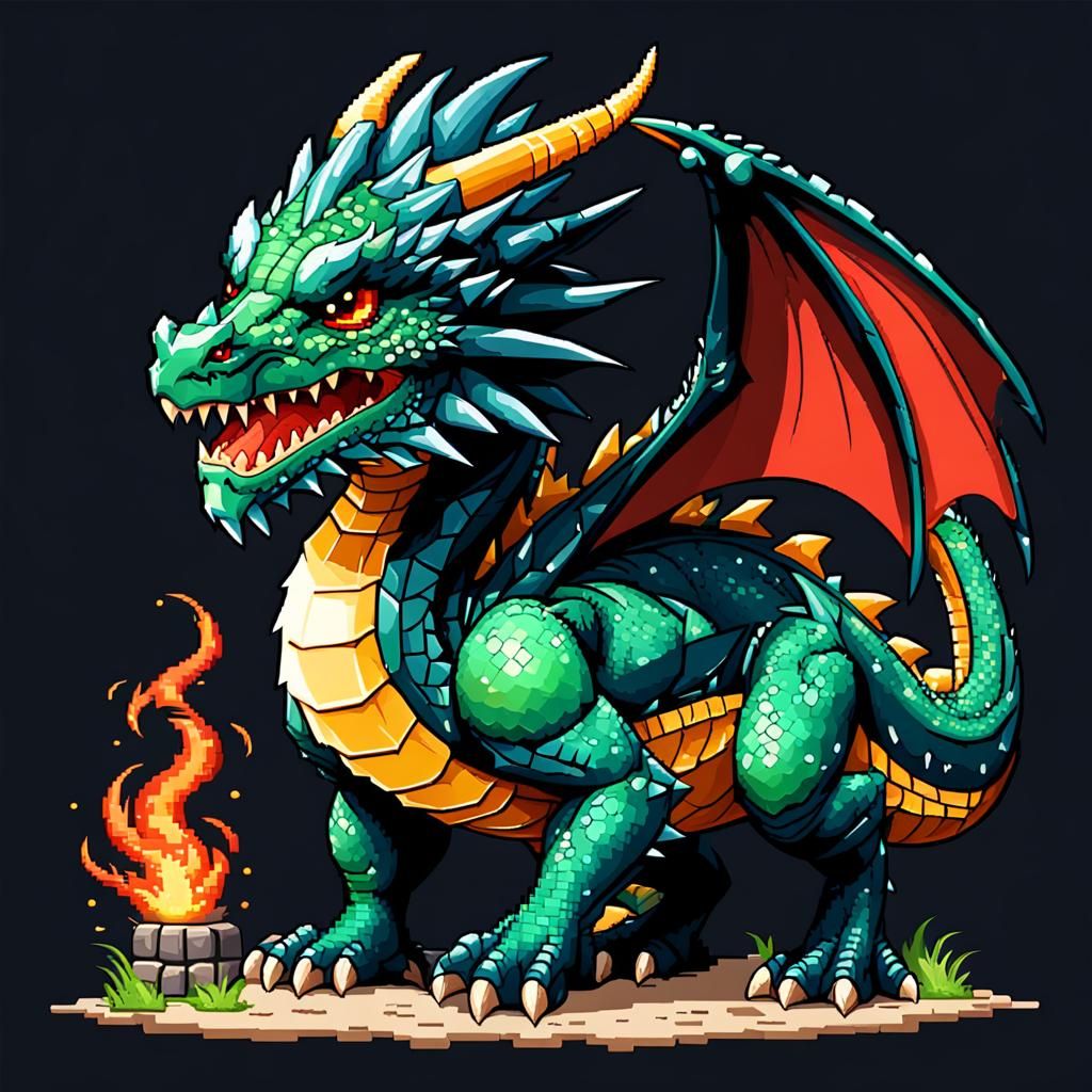 Pixel Art Dragon Game Sprite