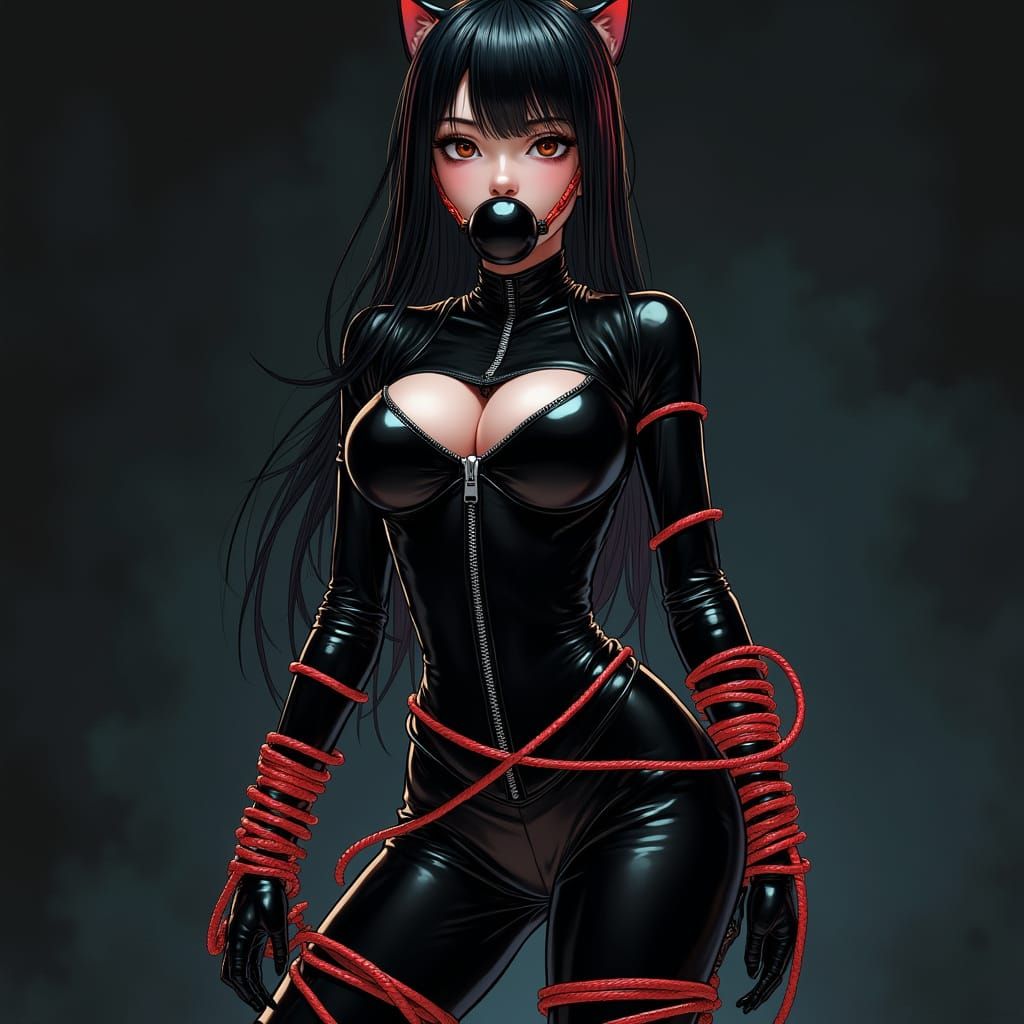 Anime Bondage Goddess in Latex Catsuit