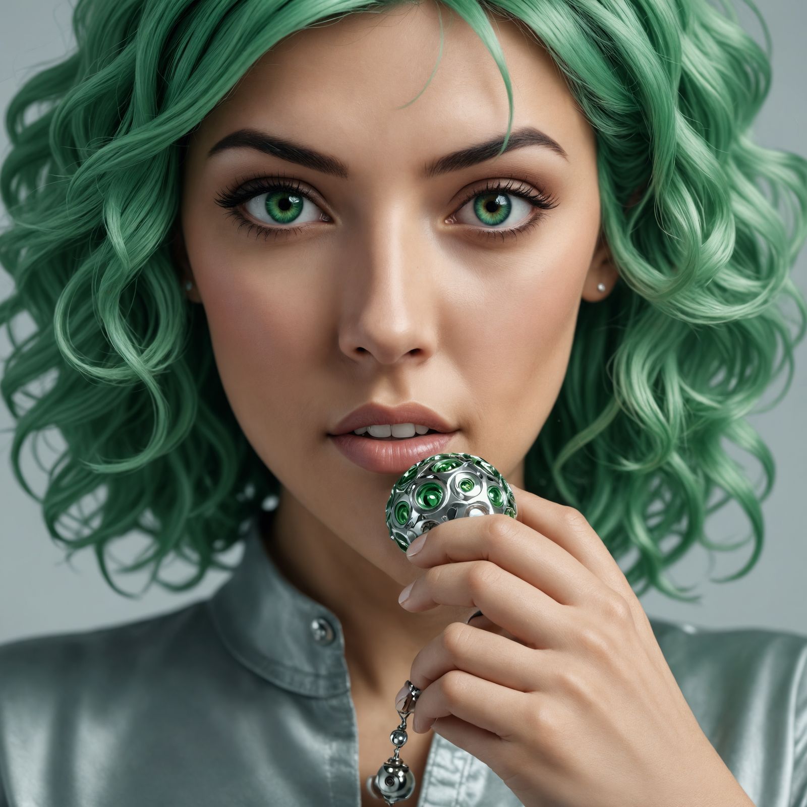 Woman with Spinning Top: Hyperdetailed 3D Render