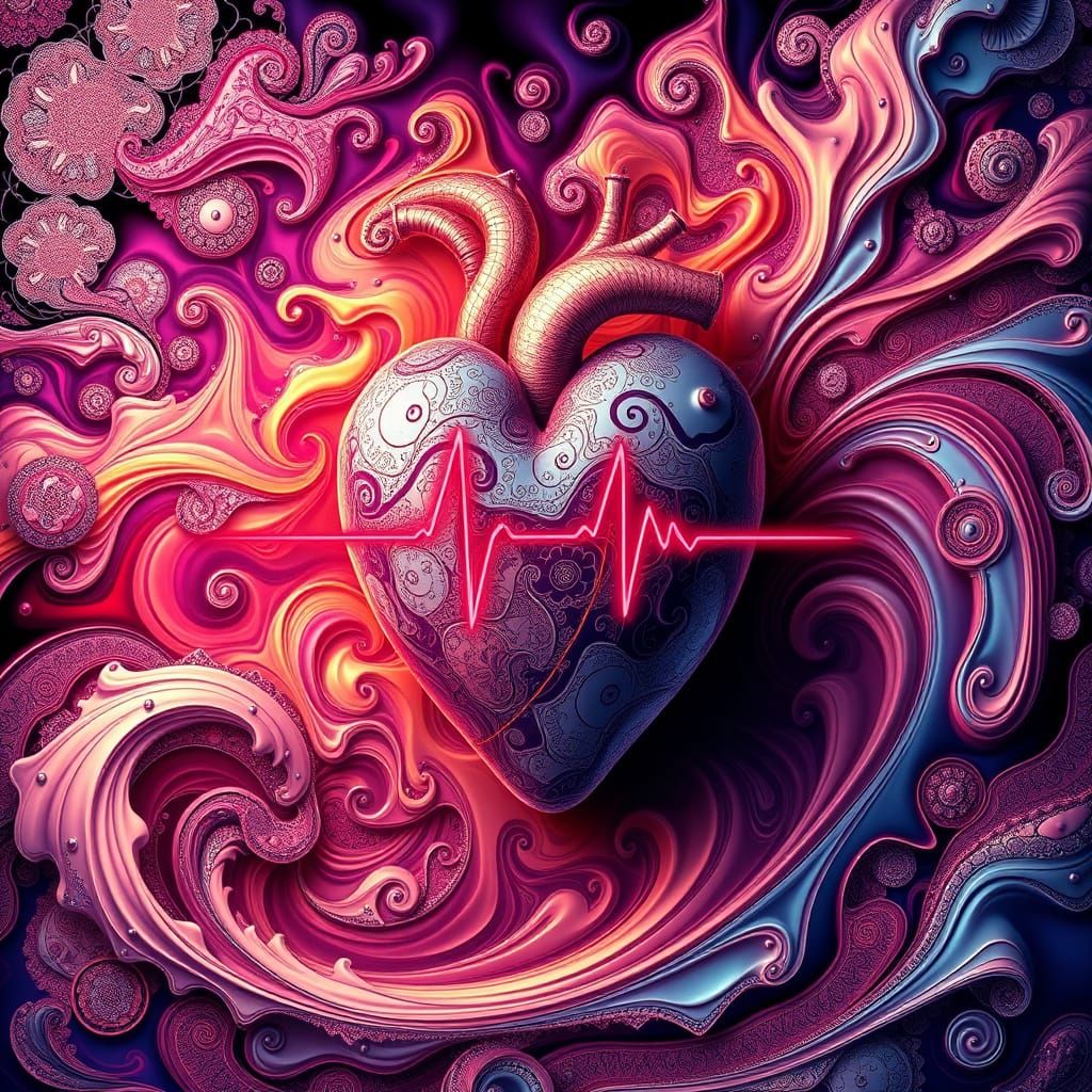 Ethereal Heart in Fractal Chaos
