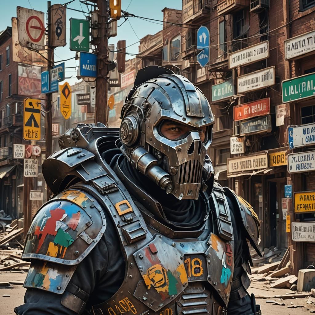 Post-Apocalyptic Armor Portrait in Hyperrealistic Style