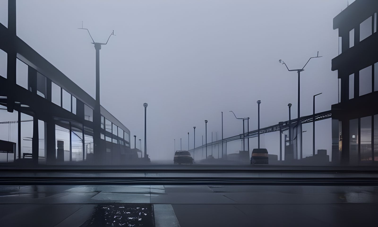 Dystopian Cybercity in Oily Rain, Cyberpunk Style