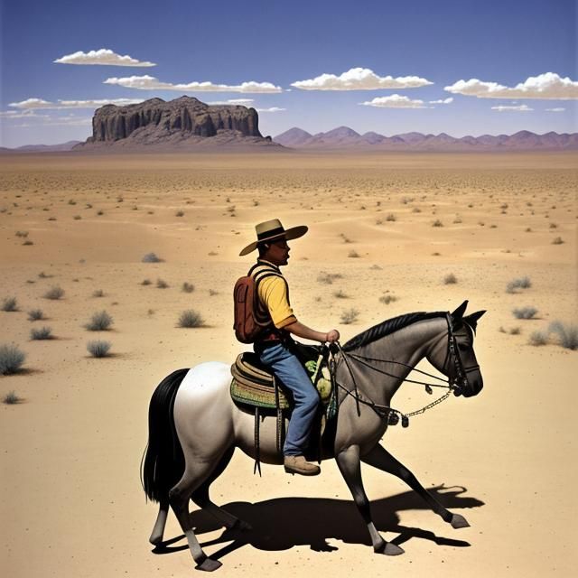 Surreal Desert Journey on a Horse with No Name