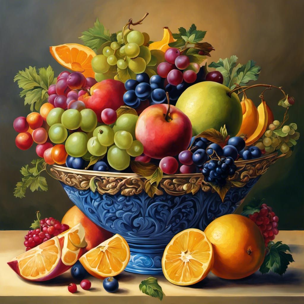 Fruit Bowl Oil Painting by Jacob van Hulsdonck