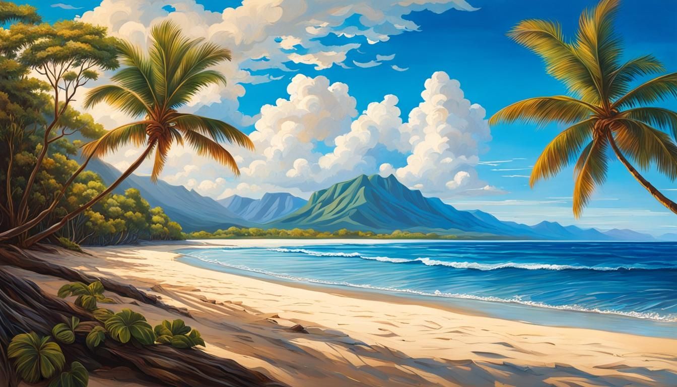 Postcard from the white sand beaches of Hawaii, bl