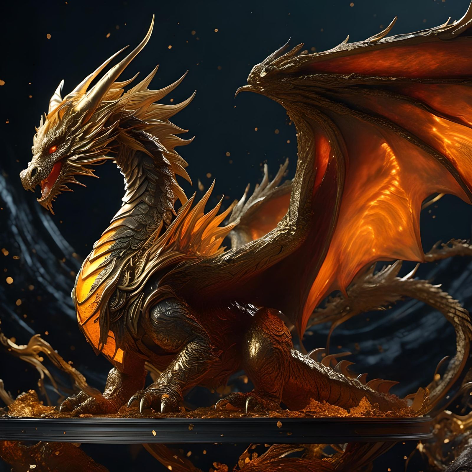 Epic Golden Dragon Close-Up in Hyperrealistic Style