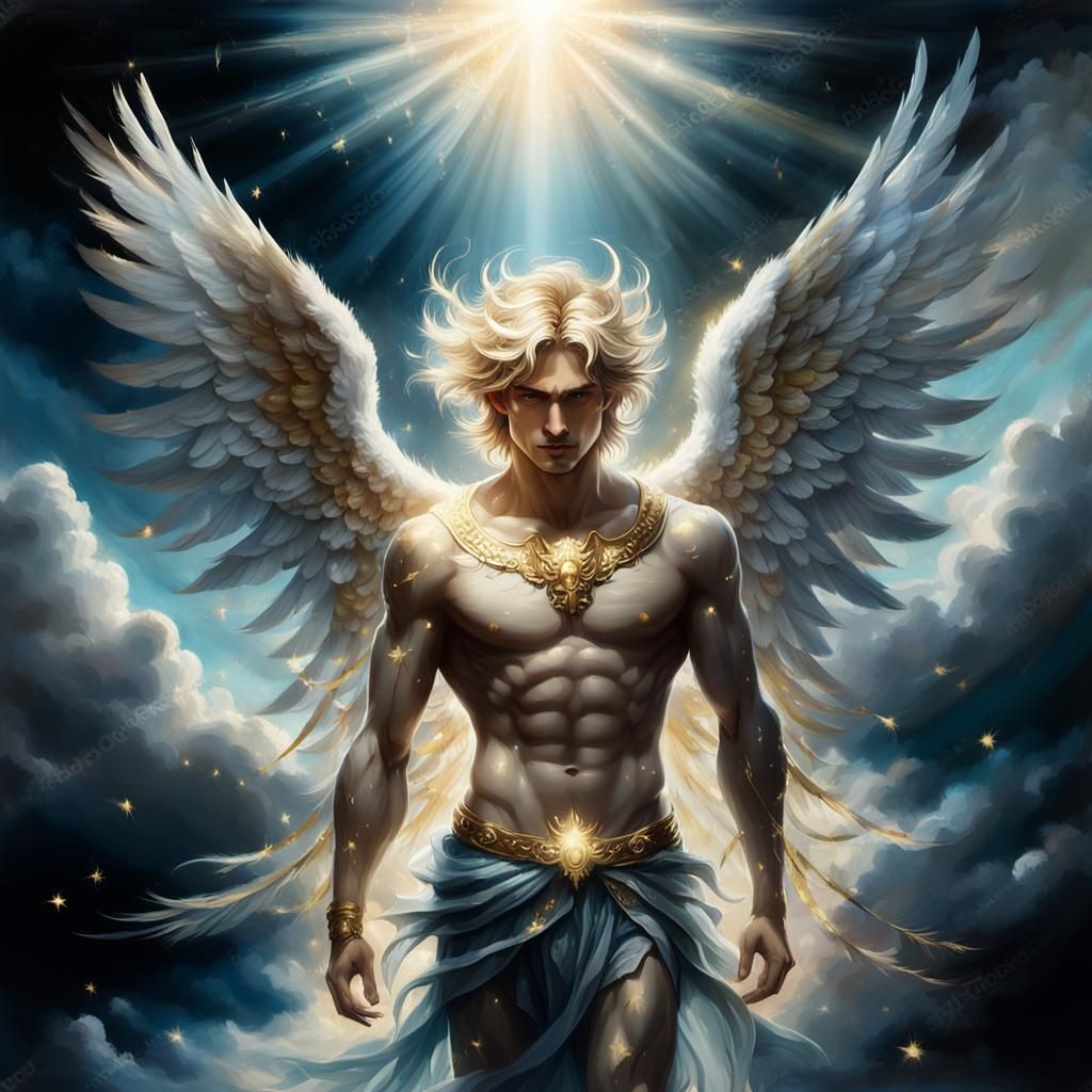 Magnificent Golden Angel in Heavenly Light
