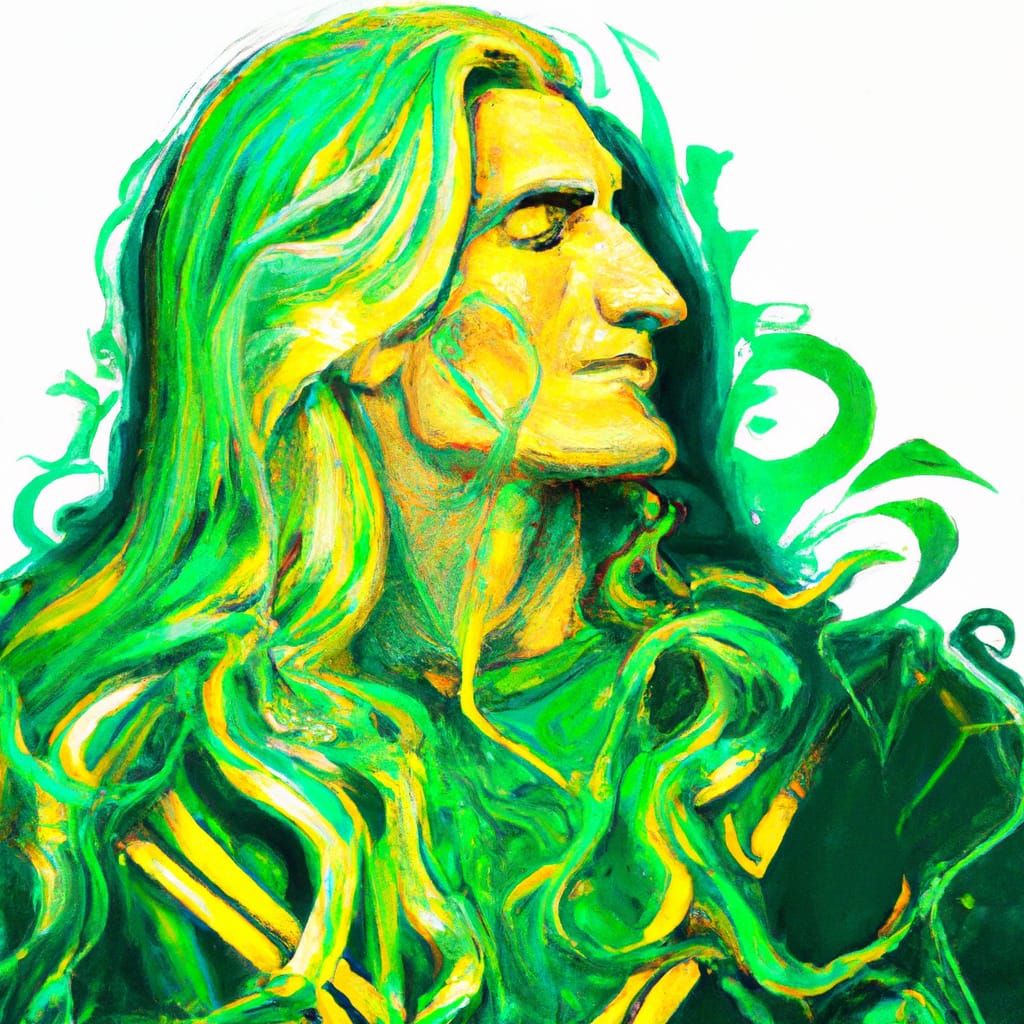 Art Nouveau Illustration of Young Man with Golden Hair