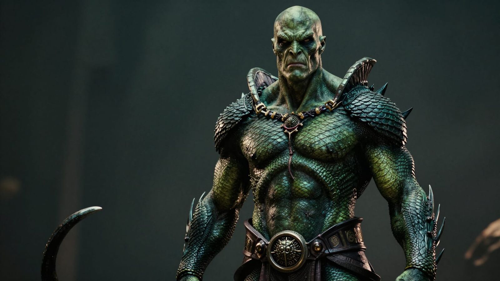 Hyperrealistic Bald Gorgon in Moody HDR Lighting