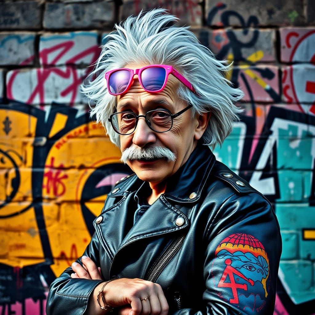 Einstein Meets Punk in Vibrant Graffiti Cityscape