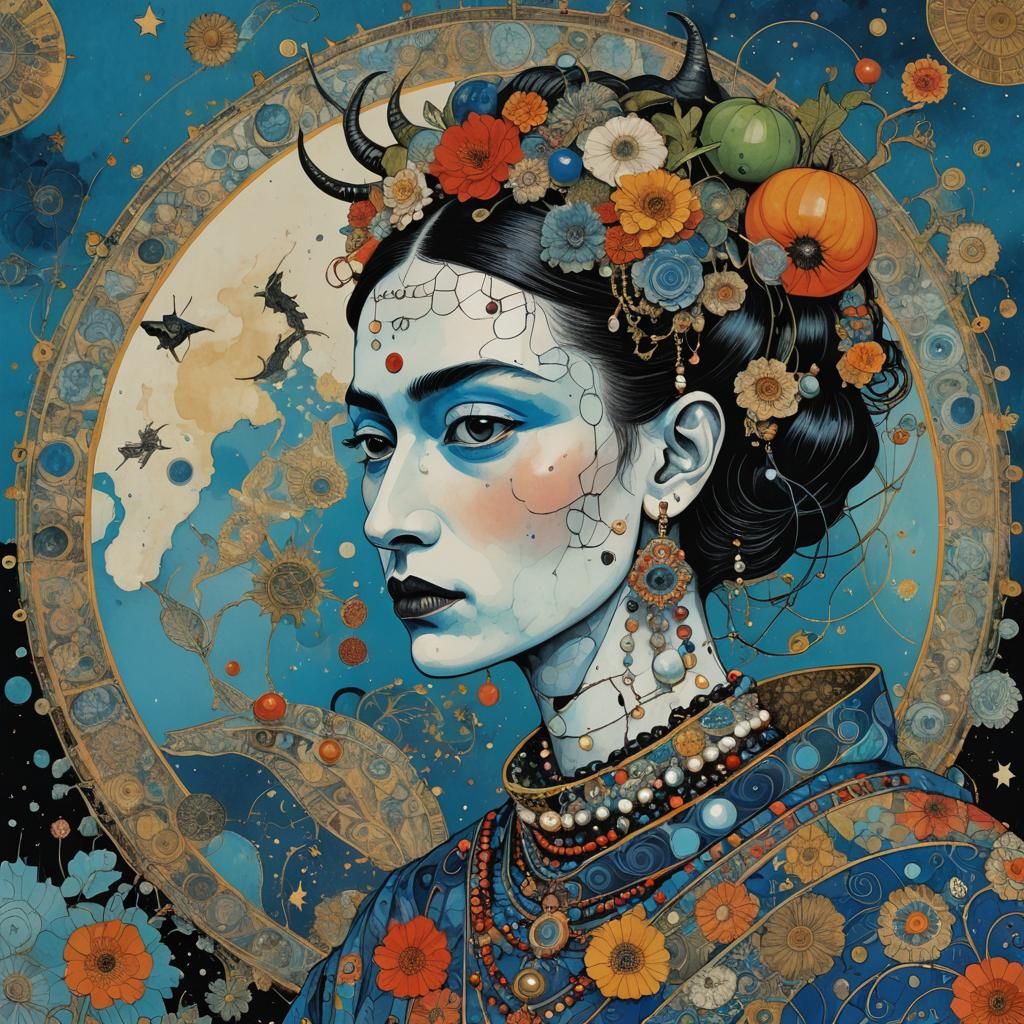 Funky Alien Female with Pearls and Ornamentation