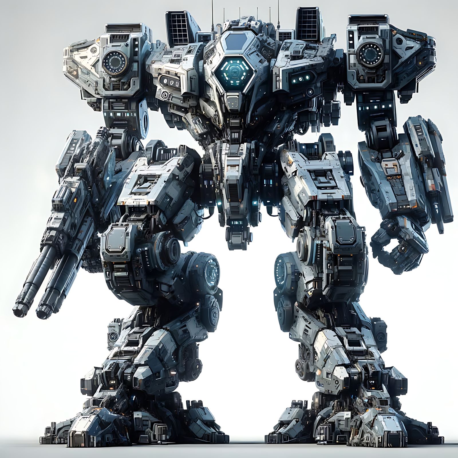 Gigantic Futuristic Mech Towering Over Opponents