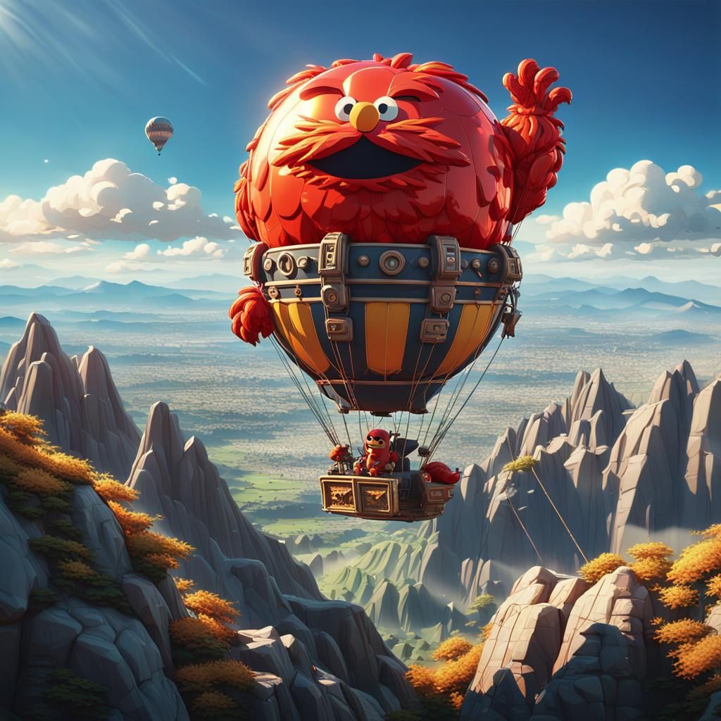 Elmo's Ghibli Adventure: Hot Air Balloon Ride