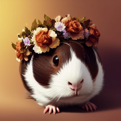 Guinea Pig with Flower Crown, Detailed Concept Art