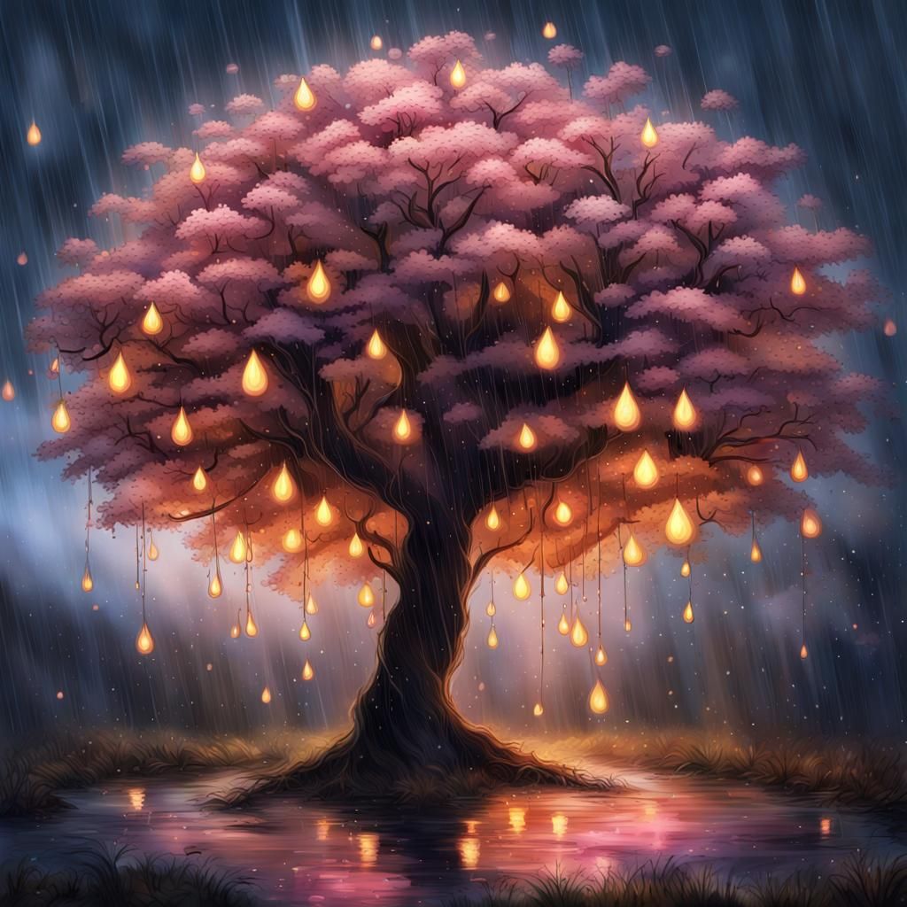 Enchanted Blossom Tree with Fairy Lights