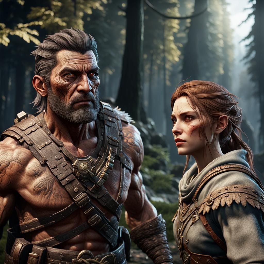 Feral Couple in Detailed 3D Render