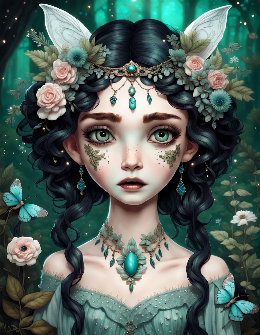 Victorian Fairy with Fox in Disney Art Style