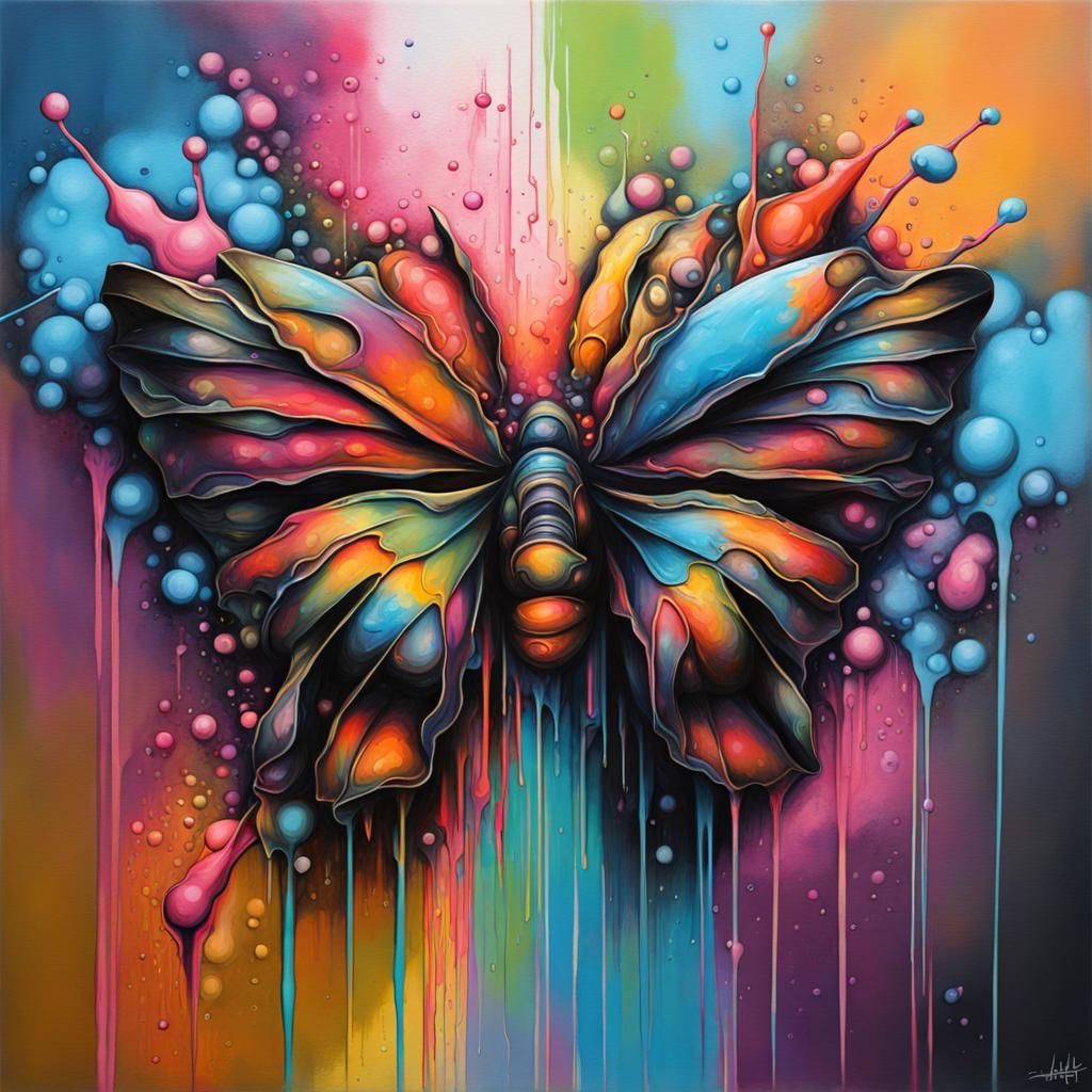 Colorful Metamorphosis in Graffiti Splash Art Style
