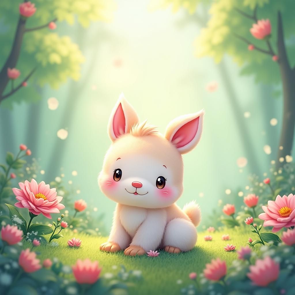 Pastel Kawaii Animal in Enchanted Forest