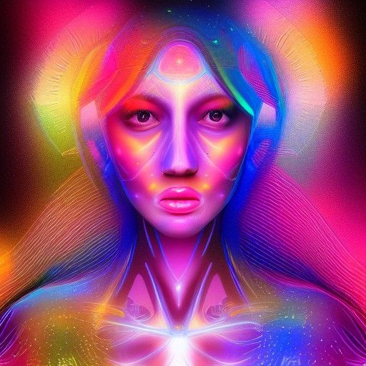 Female AI Transcended Consciousness: Cosmic Illustration