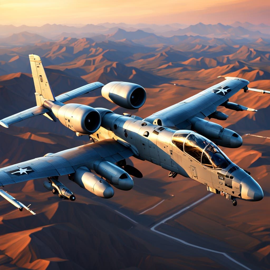 A-10 Thunderbolt in Low-Poly Digital Painting