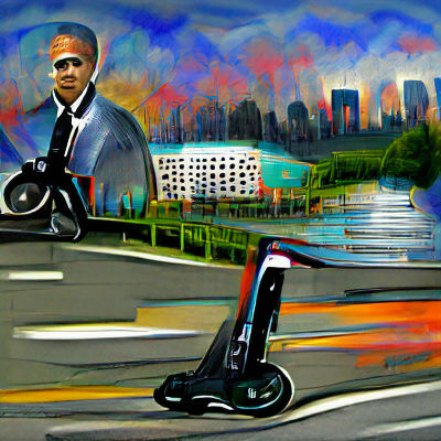 Electric Scooter Parked on Urban Path