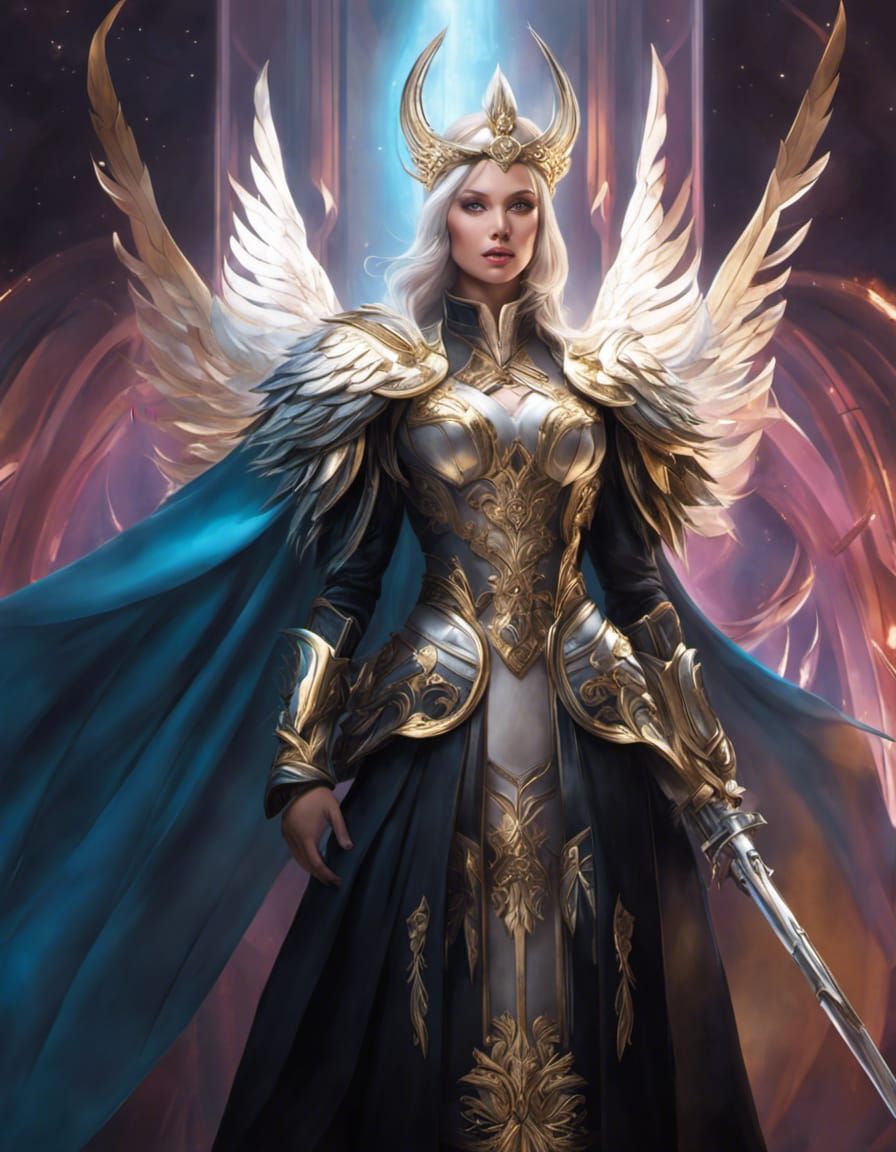 Cybernetic Anime Angel Warrior with Metal Wings