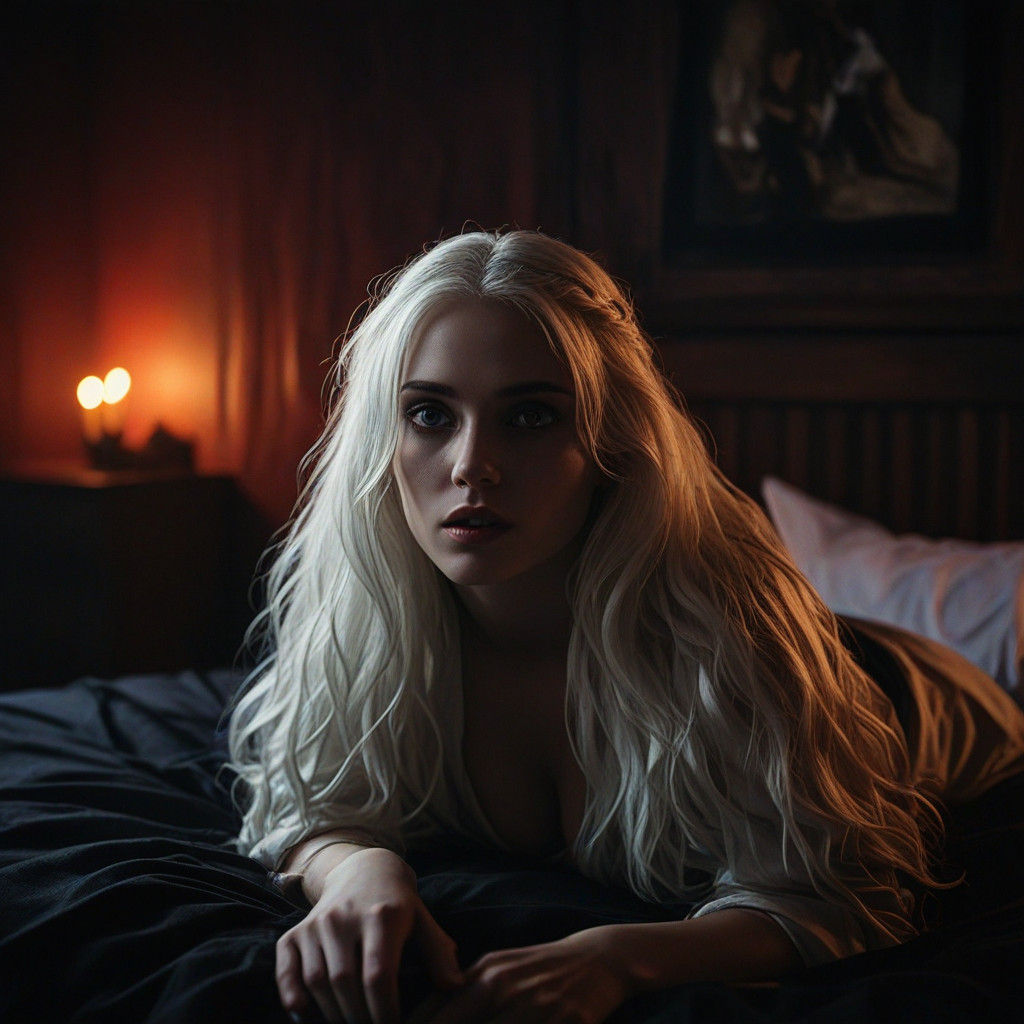 Ethereal Demoness in Warm, Golden Light