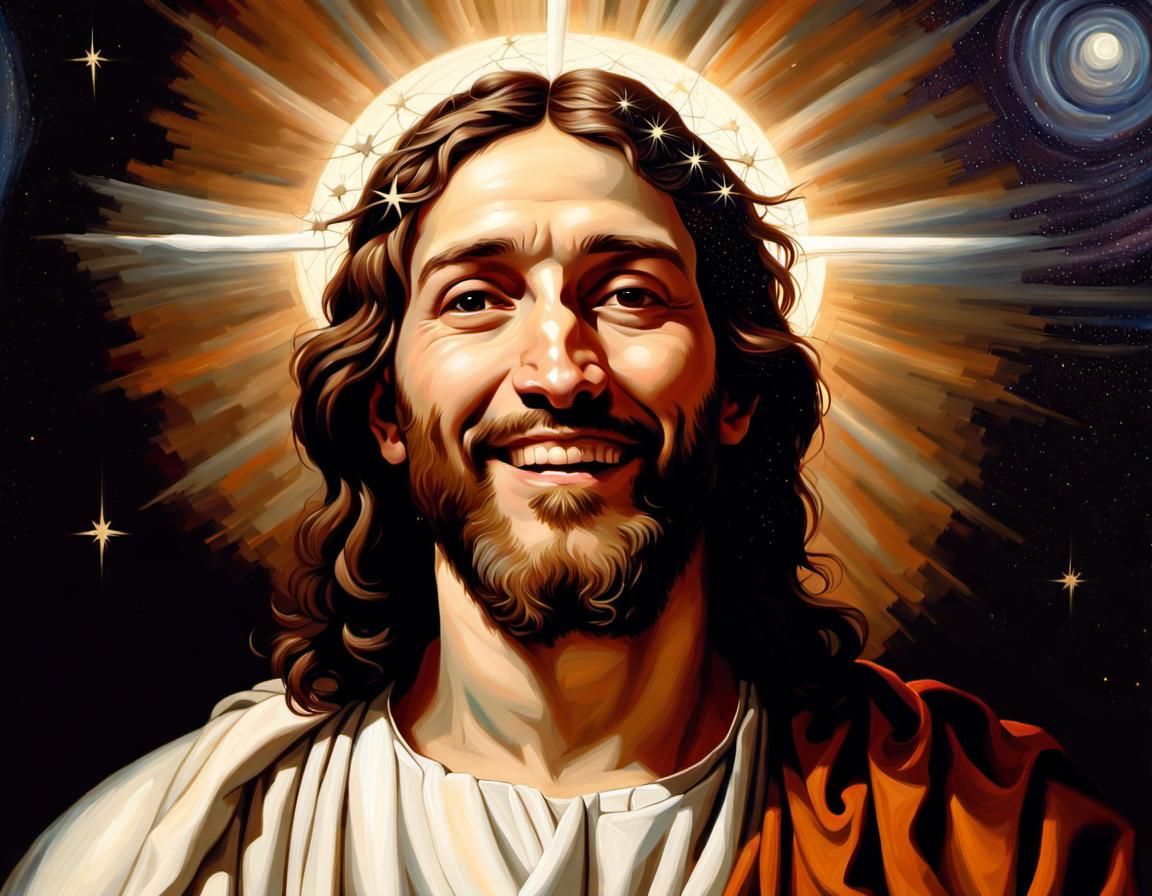 Radiant Portrait of Smiling Resurrected Jesus