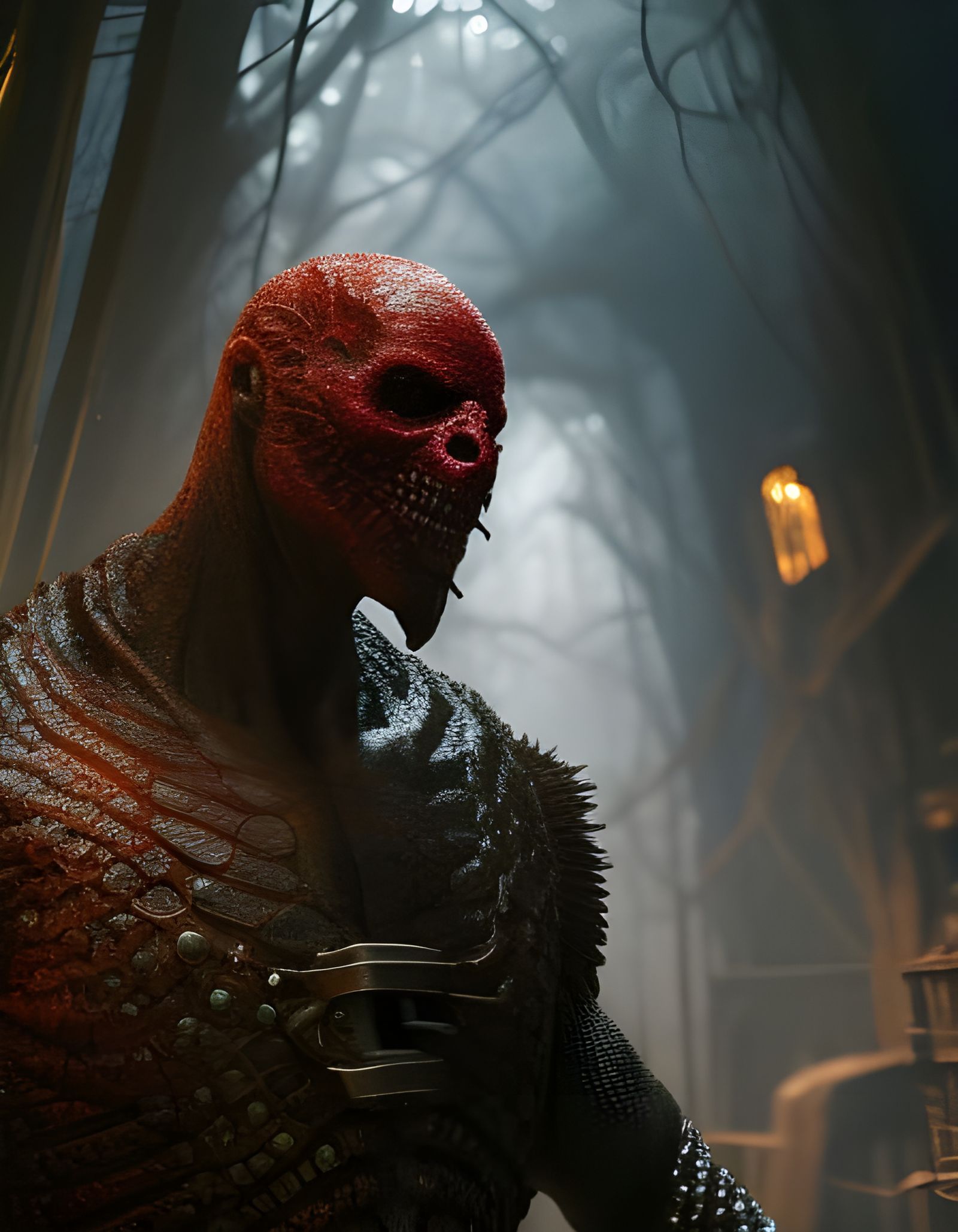 Parasite Erupting from Human Head in Biopunk Horror Style