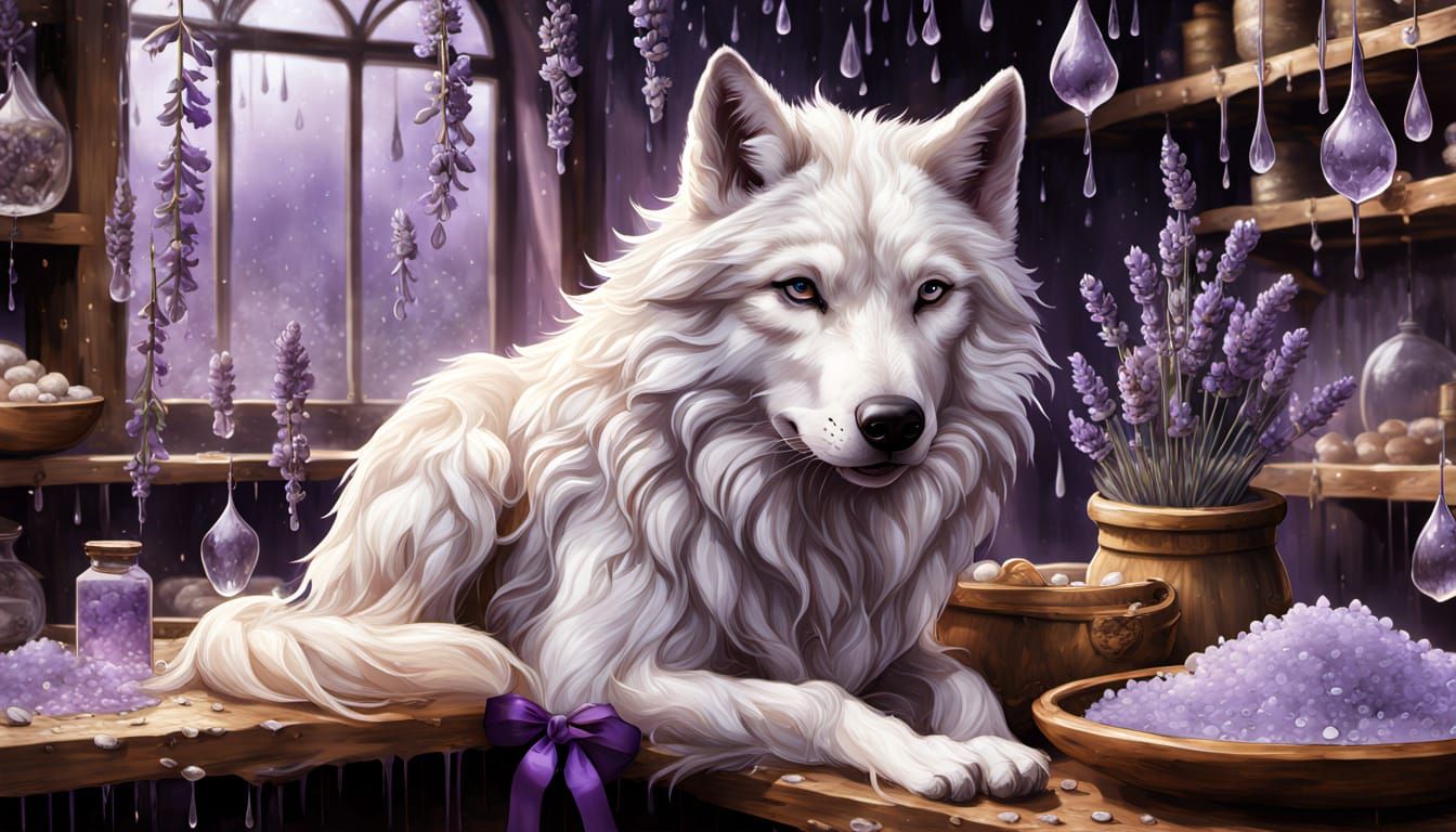 Enchanted Crystal Shoppe: Woman and White Wolf Man