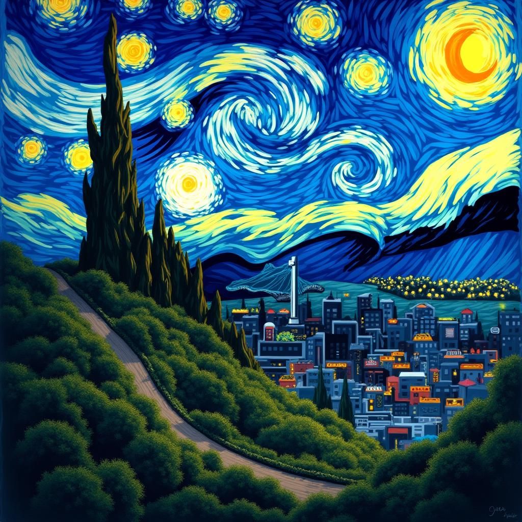 Brazilian Landscape in Van Gogh Style