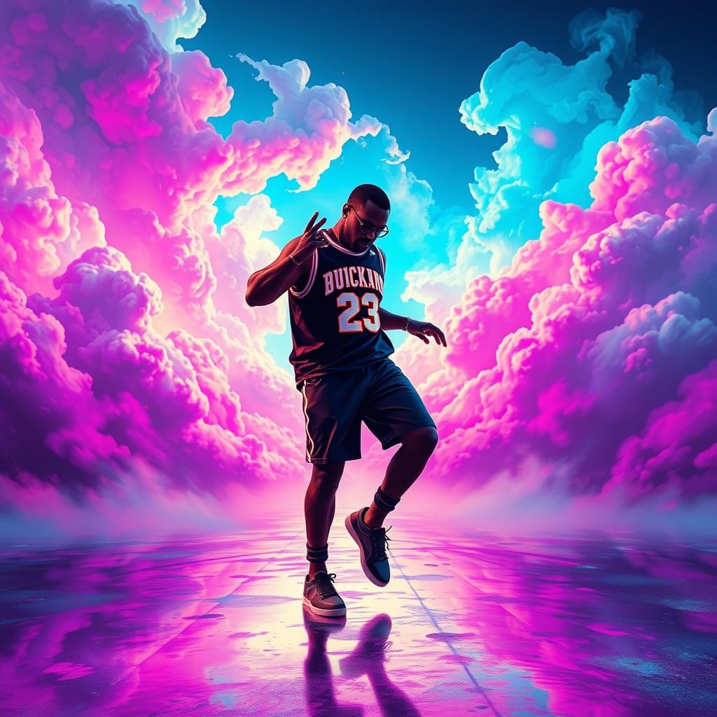 Sleek Rapper Executes Griddy Dance in Futuristic Dreamscape