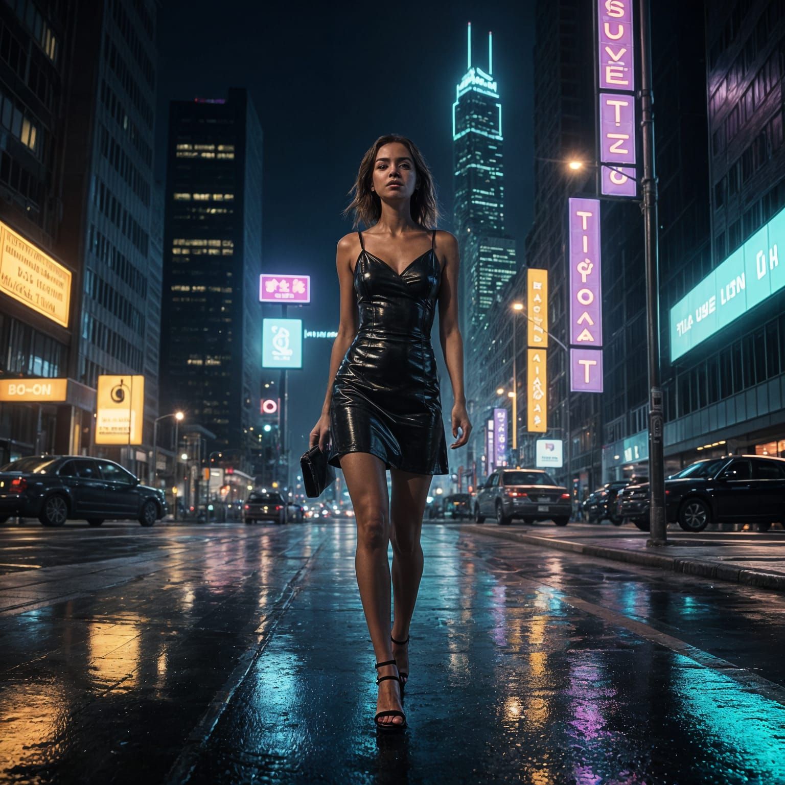 Glamorous City Nighttime Encounter