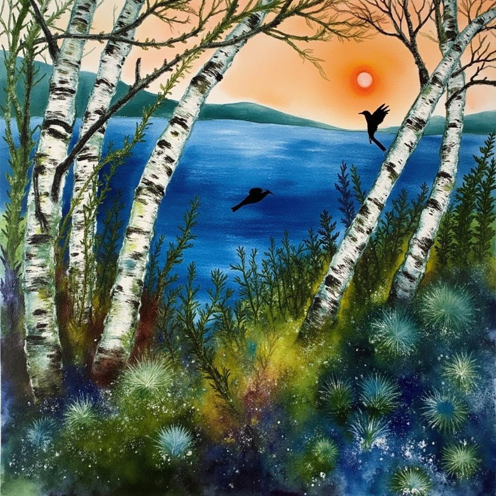 Vibrant Abstract Birchwood Landscape