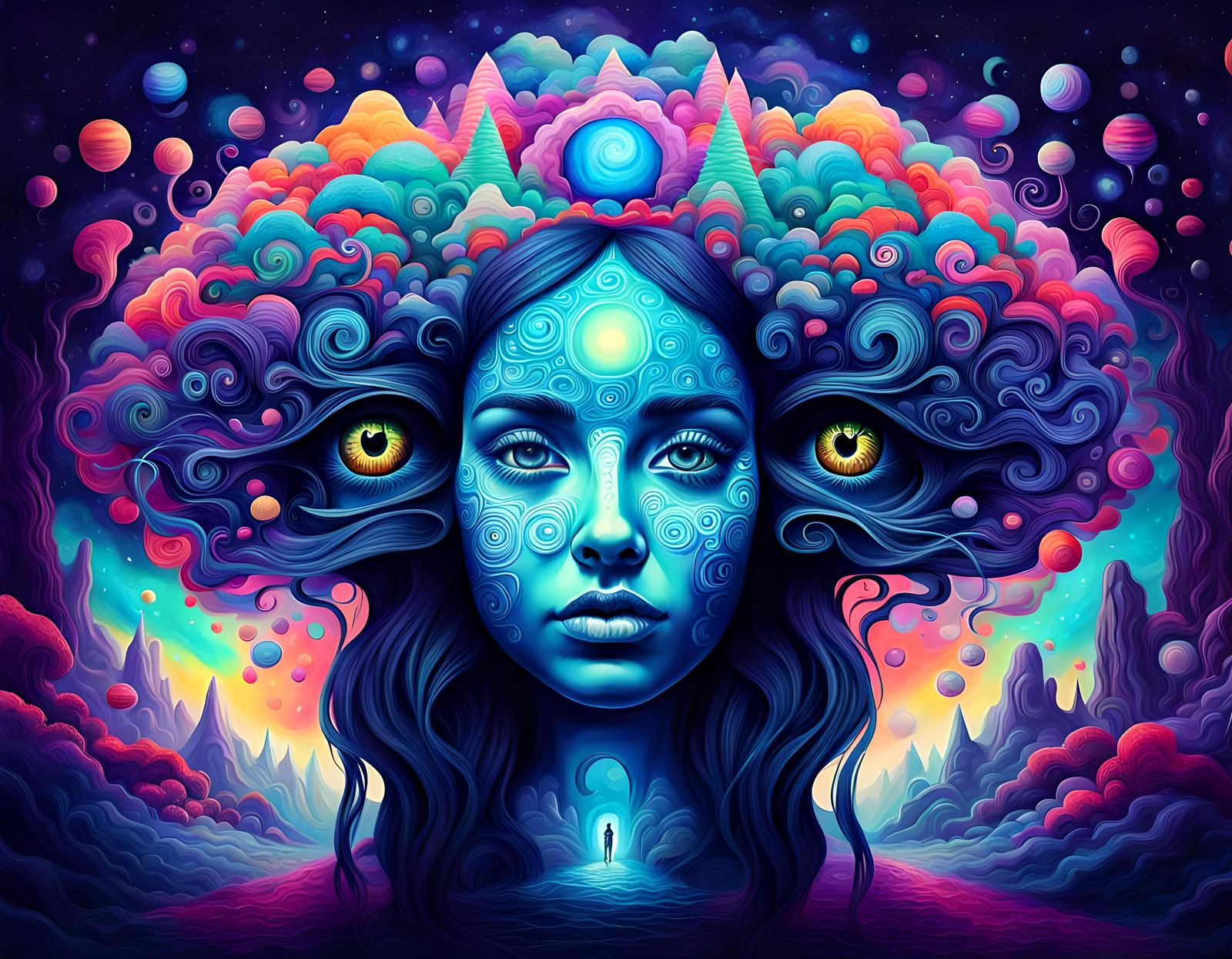 Enchanted Surreal Portrait: Dreamy Psychedelic Fantasy